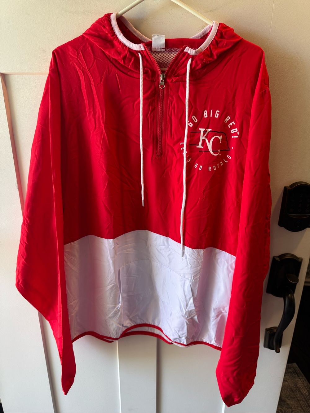 KC Go Big Red Windbreaker Pullover - Red & White